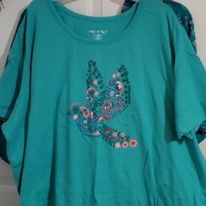 PJ'S 4X+ Shorts & Top Deam Co. Turquoise paisley + flowers + new + xlarge sizing